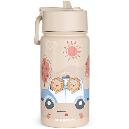 Thermo Kids' Stainless Steel Water Bottle - Police brown