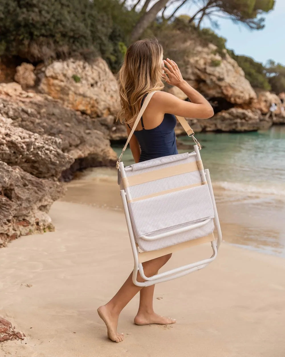 Small beige beach chair - EDEN