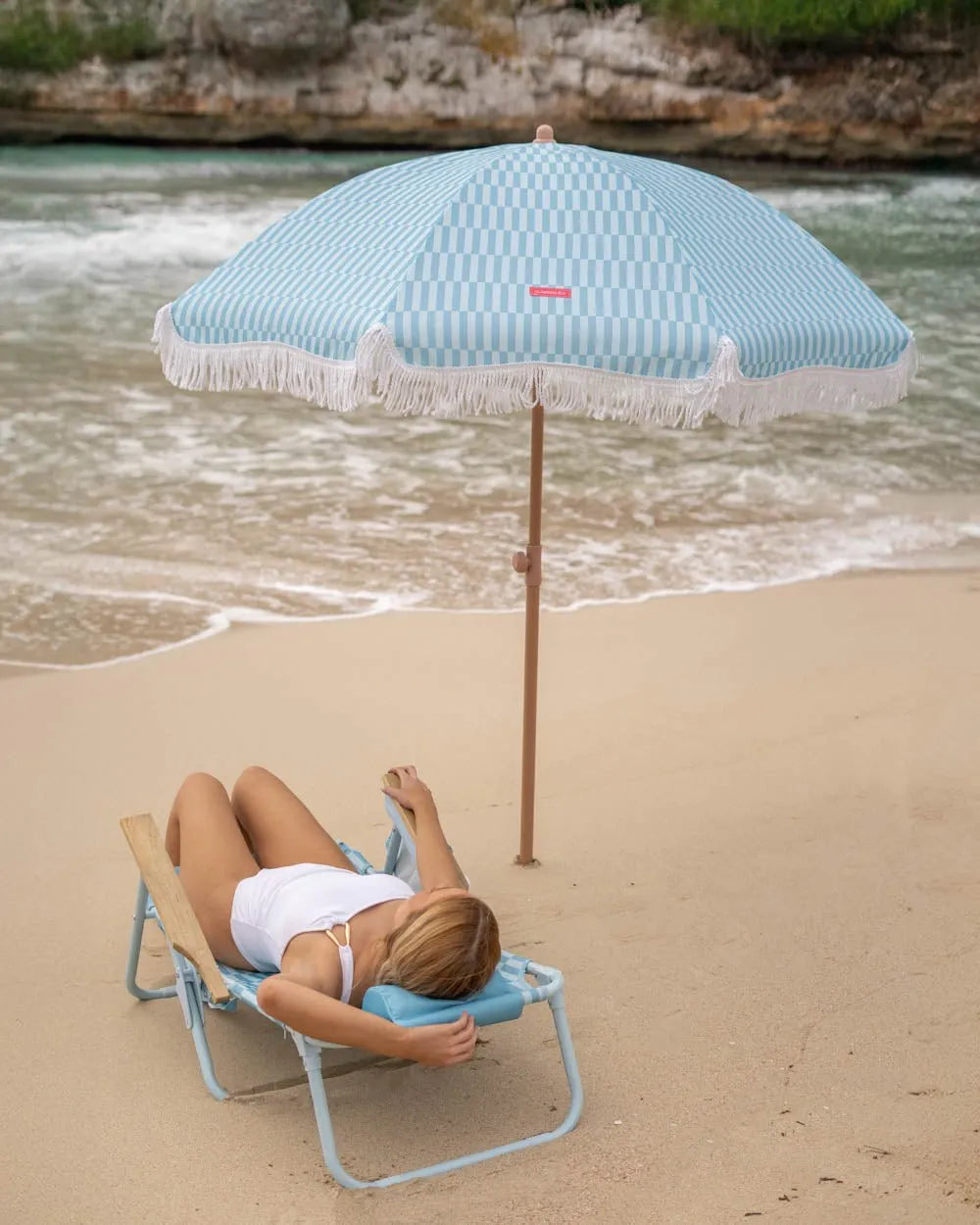 Outdoor blue parasol - CARAMEL