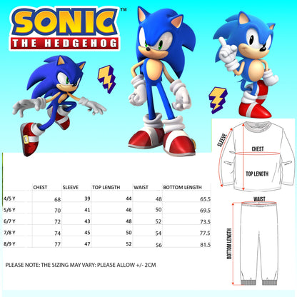 Sonic The Hedgehog Pyjama garçon Long Sleeve 100% Cotton