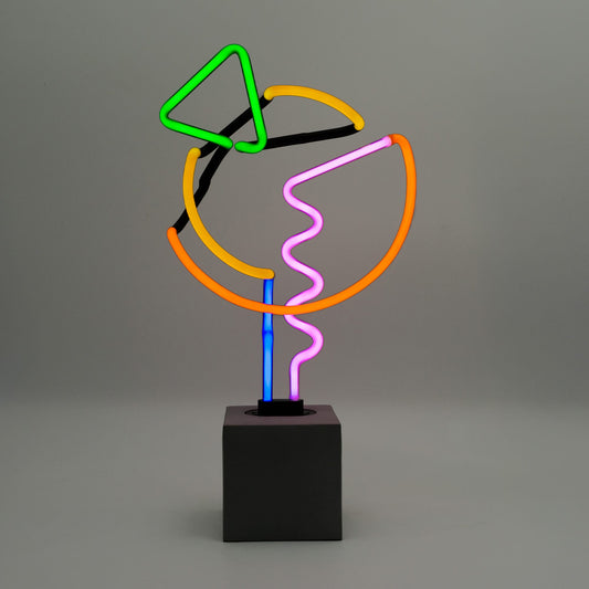 Neon concrete base "Art with Green Triangle"