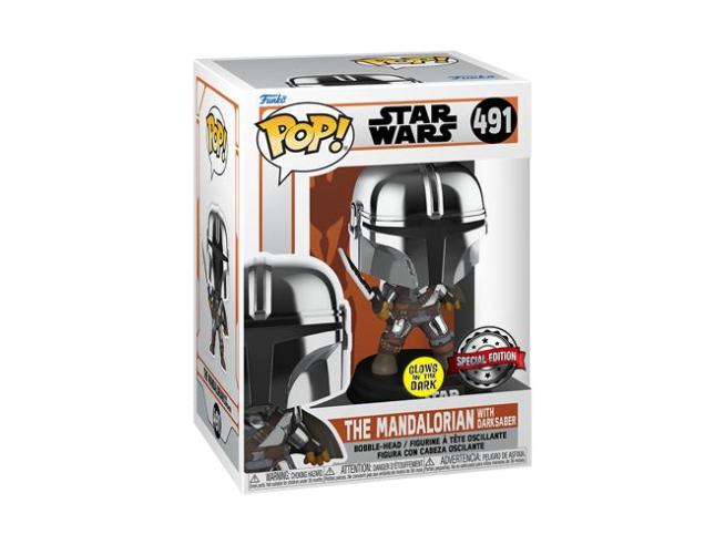 Pop! Le Mandalorian avec Darksaber (Metallic/Glow)
