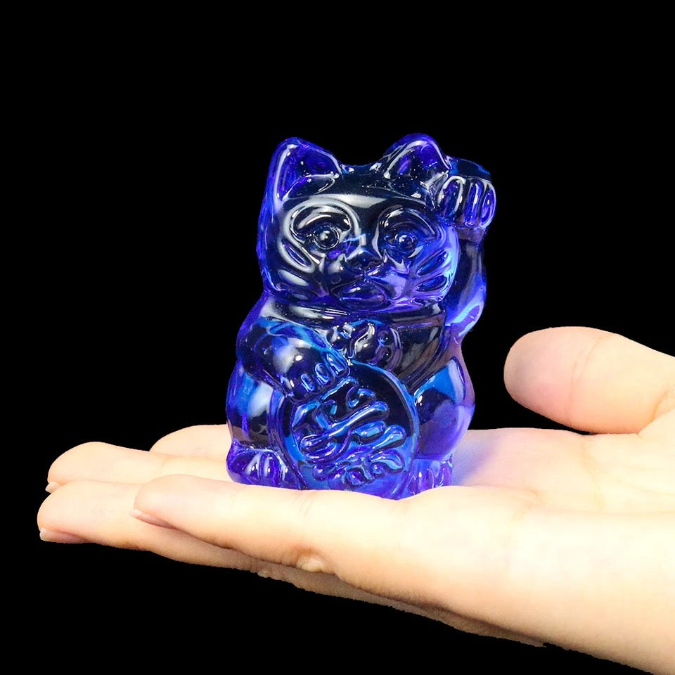 Statuette Chat Chanceux Bleu