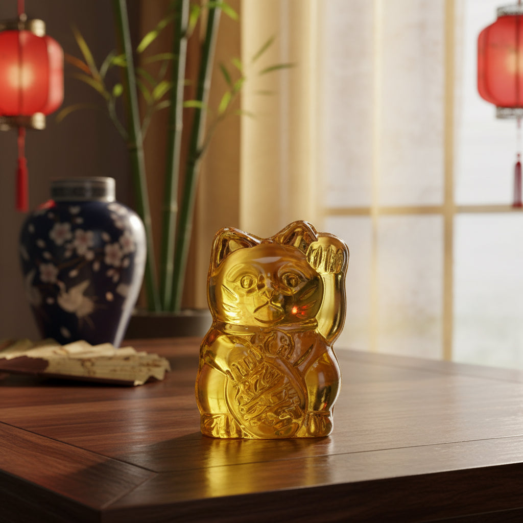 Estatueta Gato Amarelo da Sorte