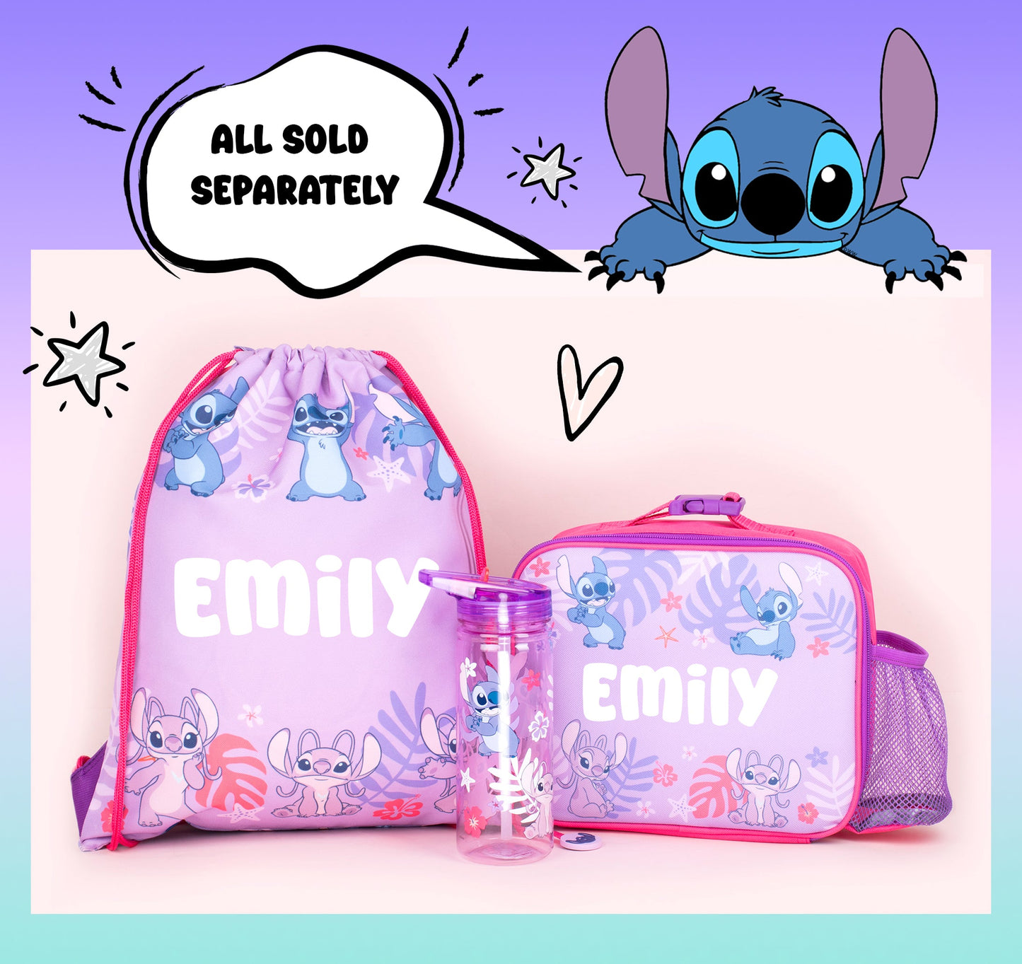 Official Disney Stitch & Angel Sac à cordon | enfant PE Sac