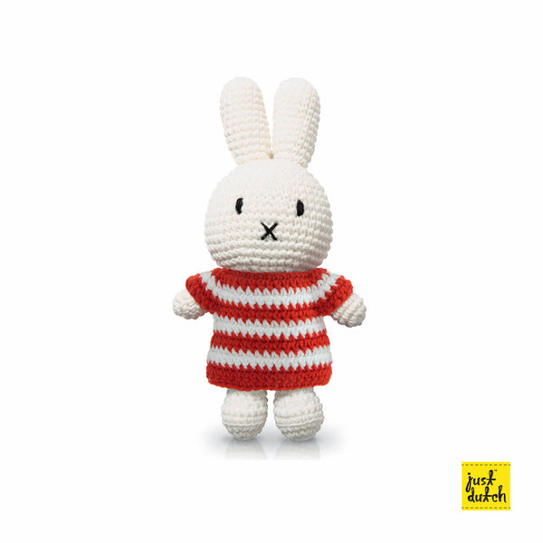 Peluche Miffy robe rayée rouge - Just Dutch