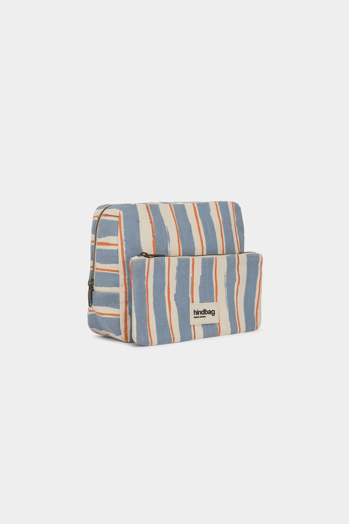 Trousse de toilette XL Alix Rayures Orange et Bleu