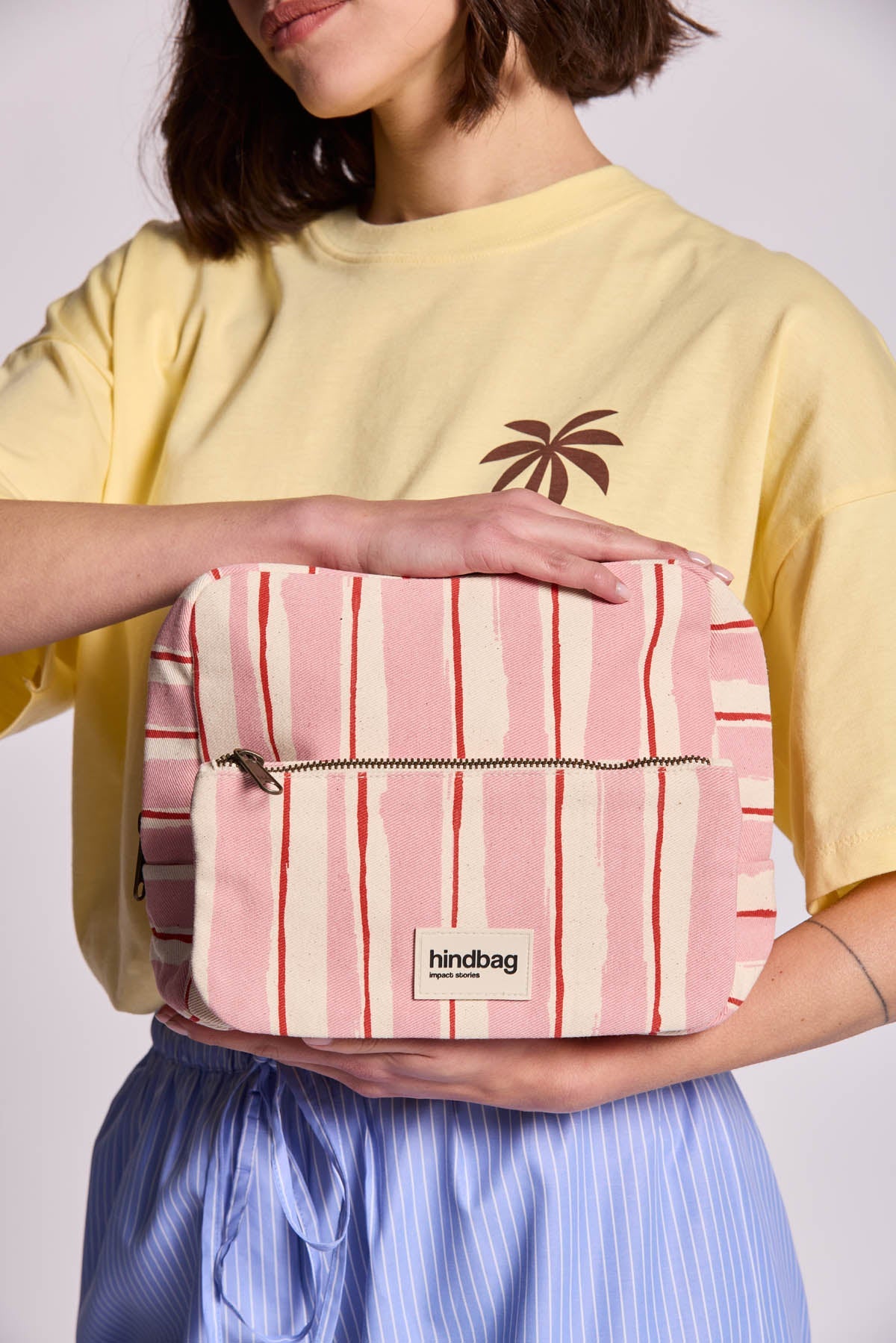 Trousse de toilette XL Alix Rayures Rose et Rouge