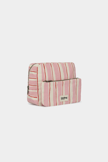 Trousse de toilette XL Alix Rayures Rose et Rouge