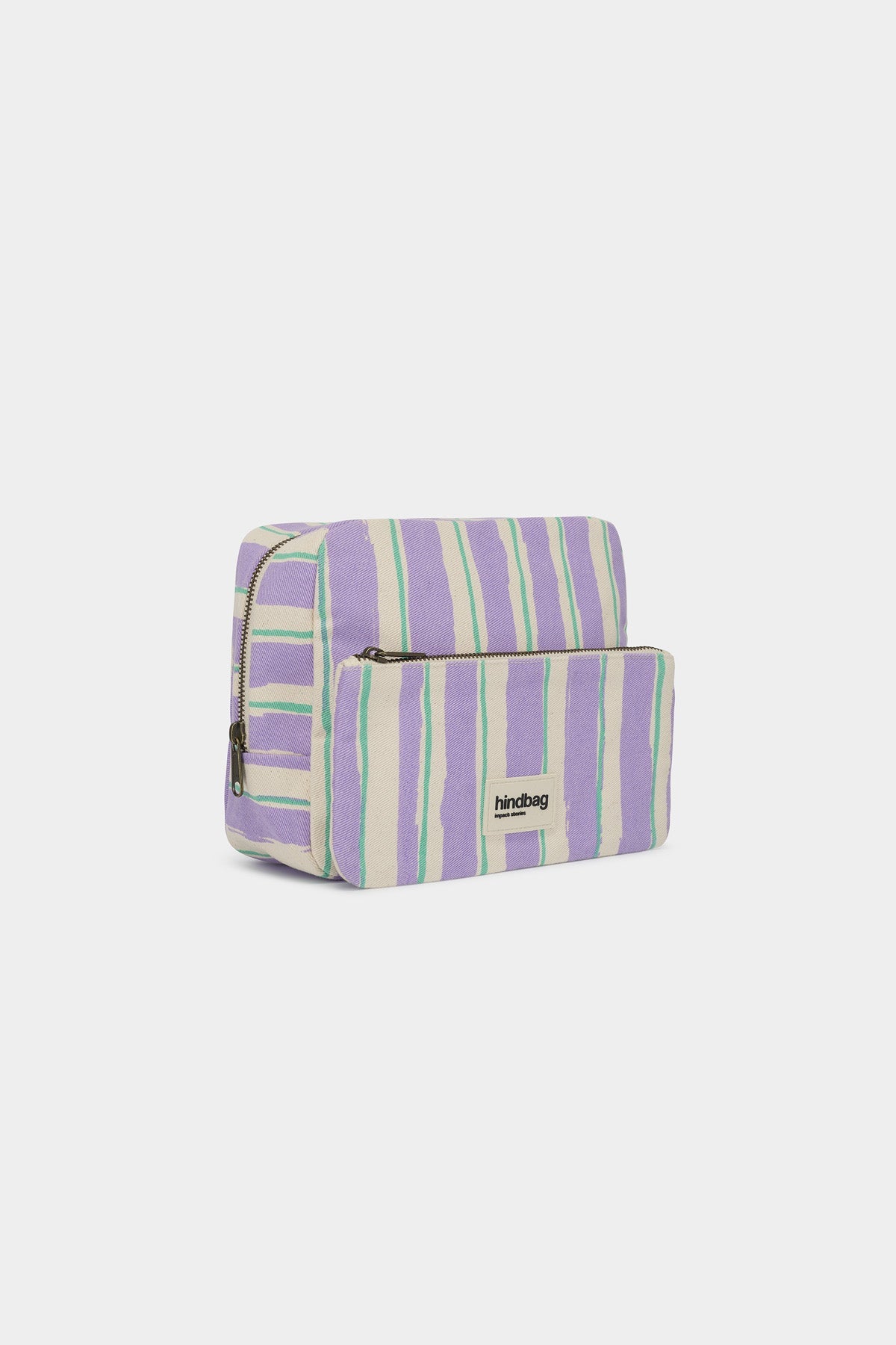 Trousse de toilette XL Alix Rayures Vert et Parme