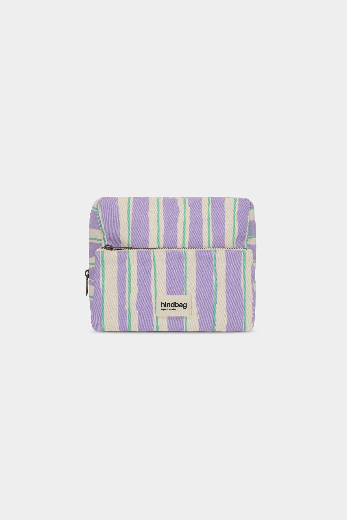 Trousse de toilette XL Alix Rayures Vert et Parme