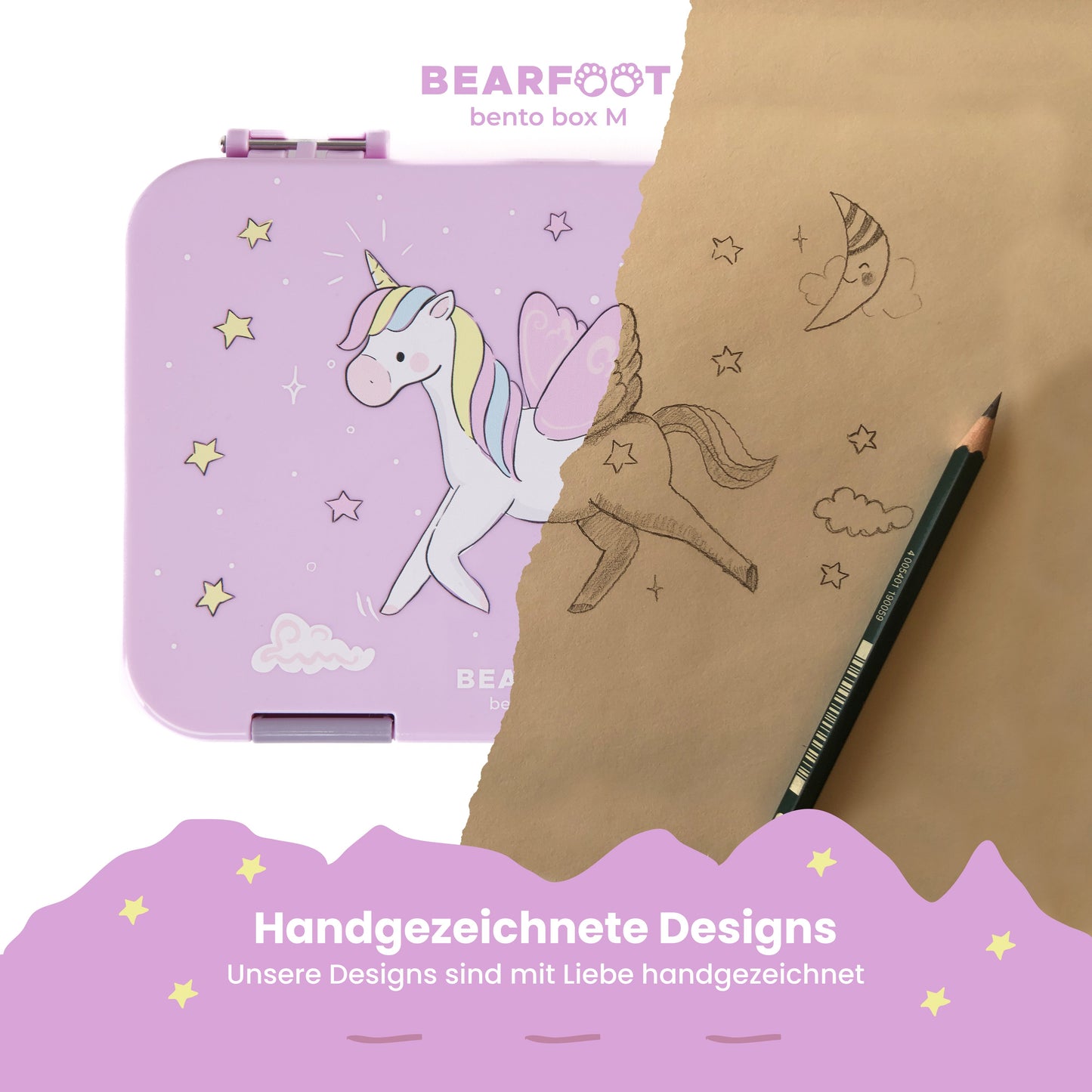 Einhorn Bundle - Bento Box M & Trinkflasche 450ml & Isolierflasche 400ml