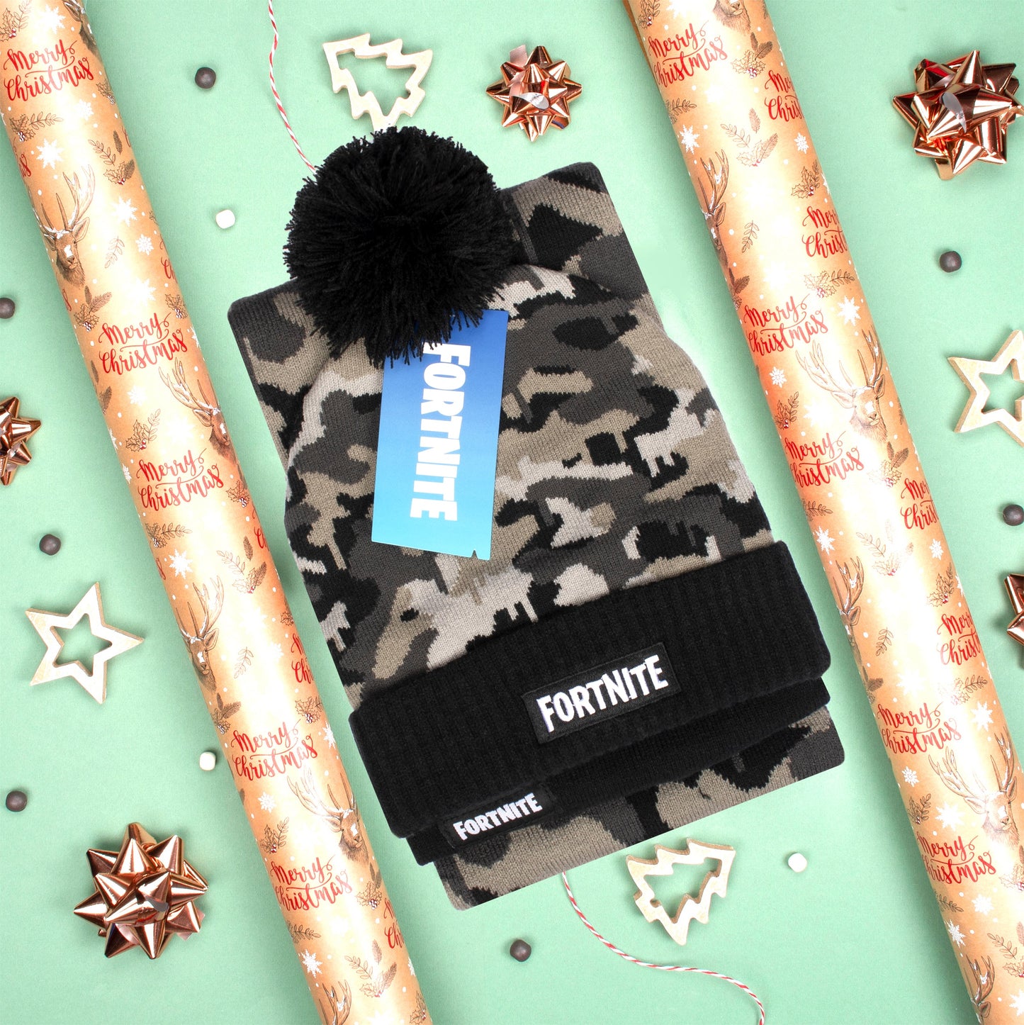 FORTNITE Hat & Scarf Set - Camo Grey