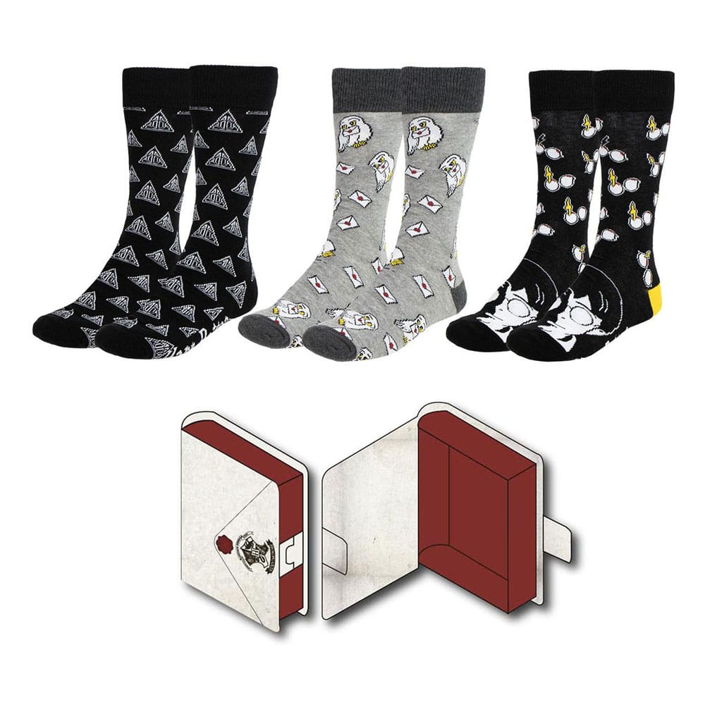 Pack de 3 pares de calcetines Harry Potter talla 38-45