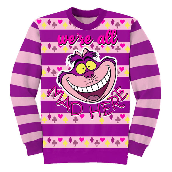 Sudadera navideña de Alicia en el país de las maravillas - Gato de Cheshire All Mad Here 