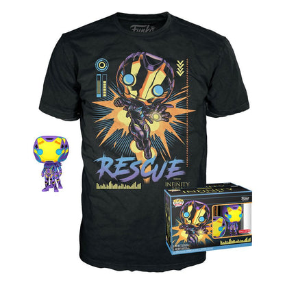 marvel blacklight pop tee set figurine et t shirt rescue 480
