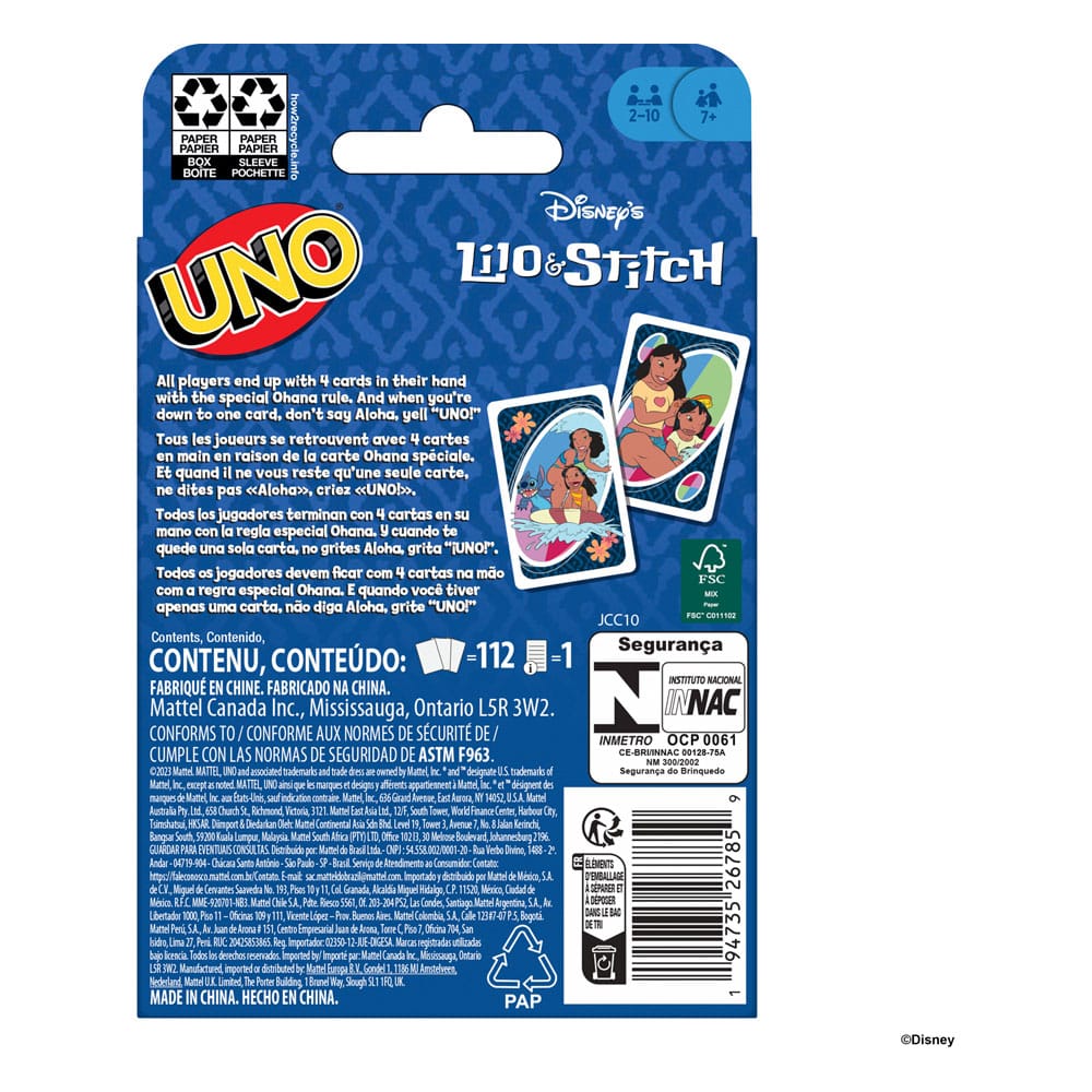 Jeu de cartes UNO - Lilo & Stitch