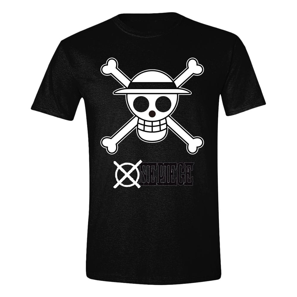 Camiseta blanca y negra con calavera de One Piece