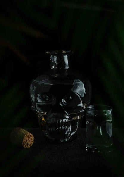 Skull glass bottle