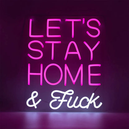 Vamos ficar em casa e f*ck - neon da parede de rosa