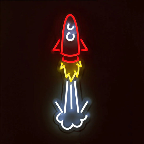 Neon da parede do foguete