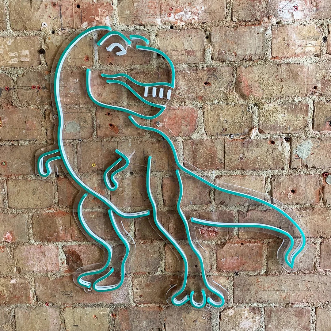 T-rex dinosaur wall neon