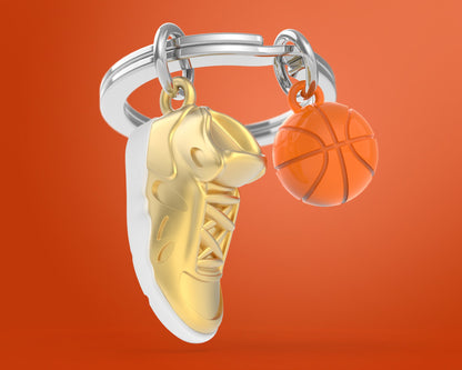 Orange Basketball key ring