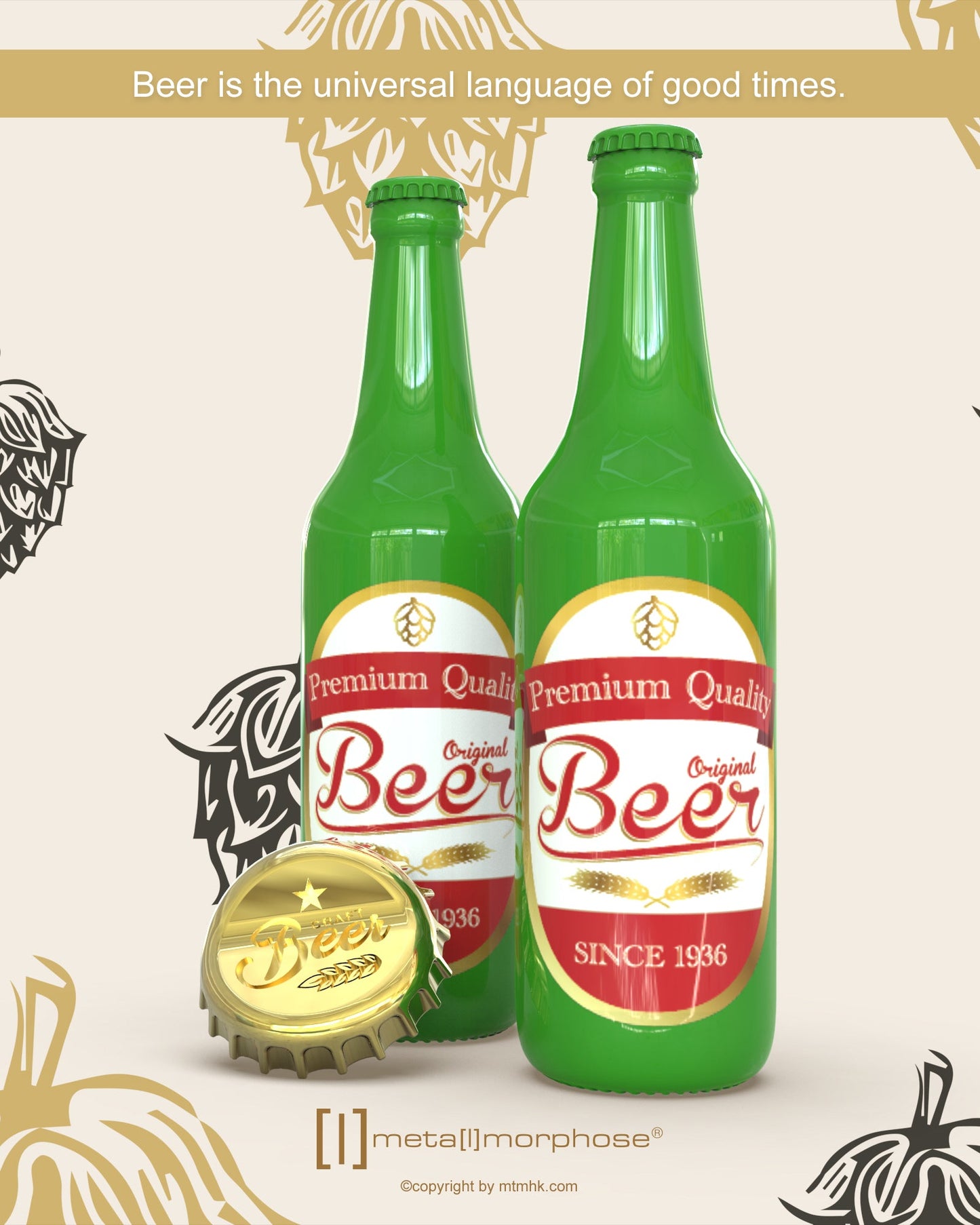 Llavero Botella de Cerveza Verde