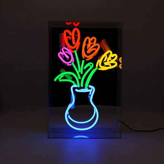 Neon Vase of Tulips