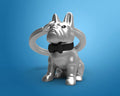 Porte Clés Bouledogue Argenté