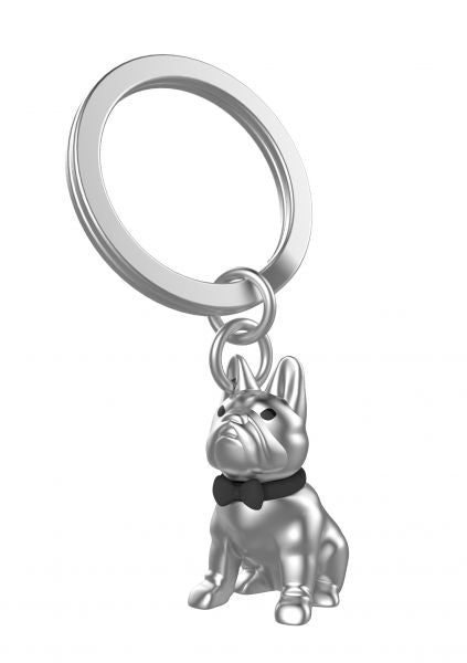Porte Clés Bouledogue Argenté