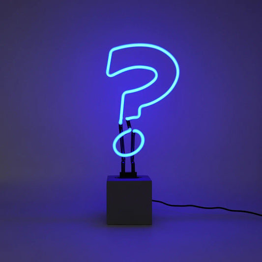 Ponto de questionamento da lâmpada de neon