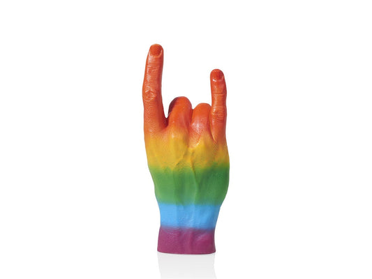 Escultura de mão você rock - arco -íris