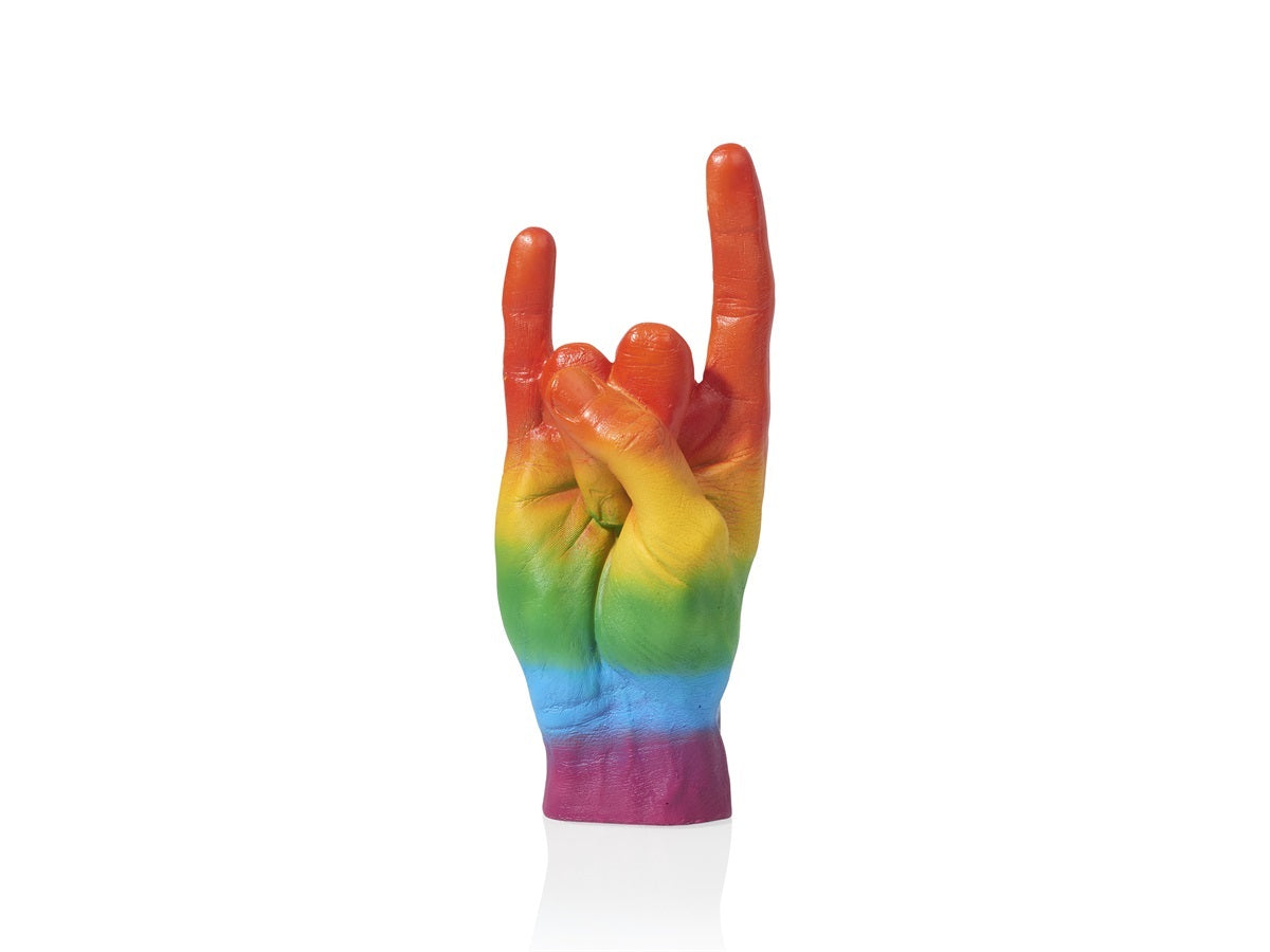 Escultura de mão você rock - arco -íris
