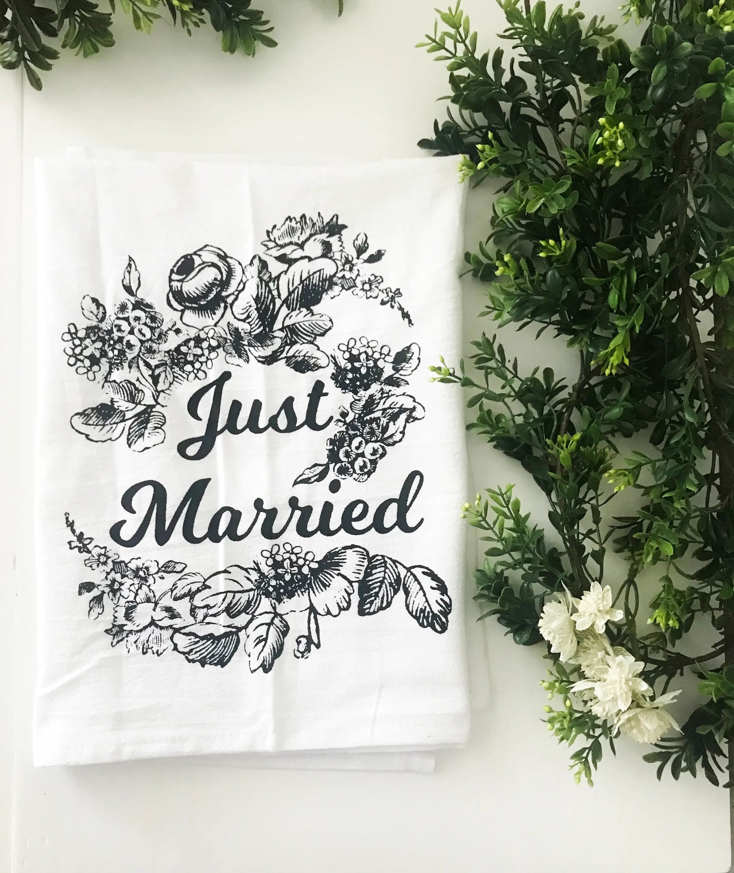 Just Married tea towel