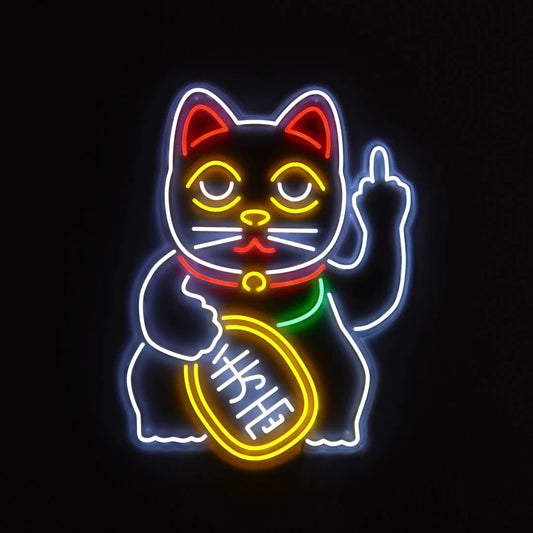 Lucky Cat Wall Neon - Cattitude