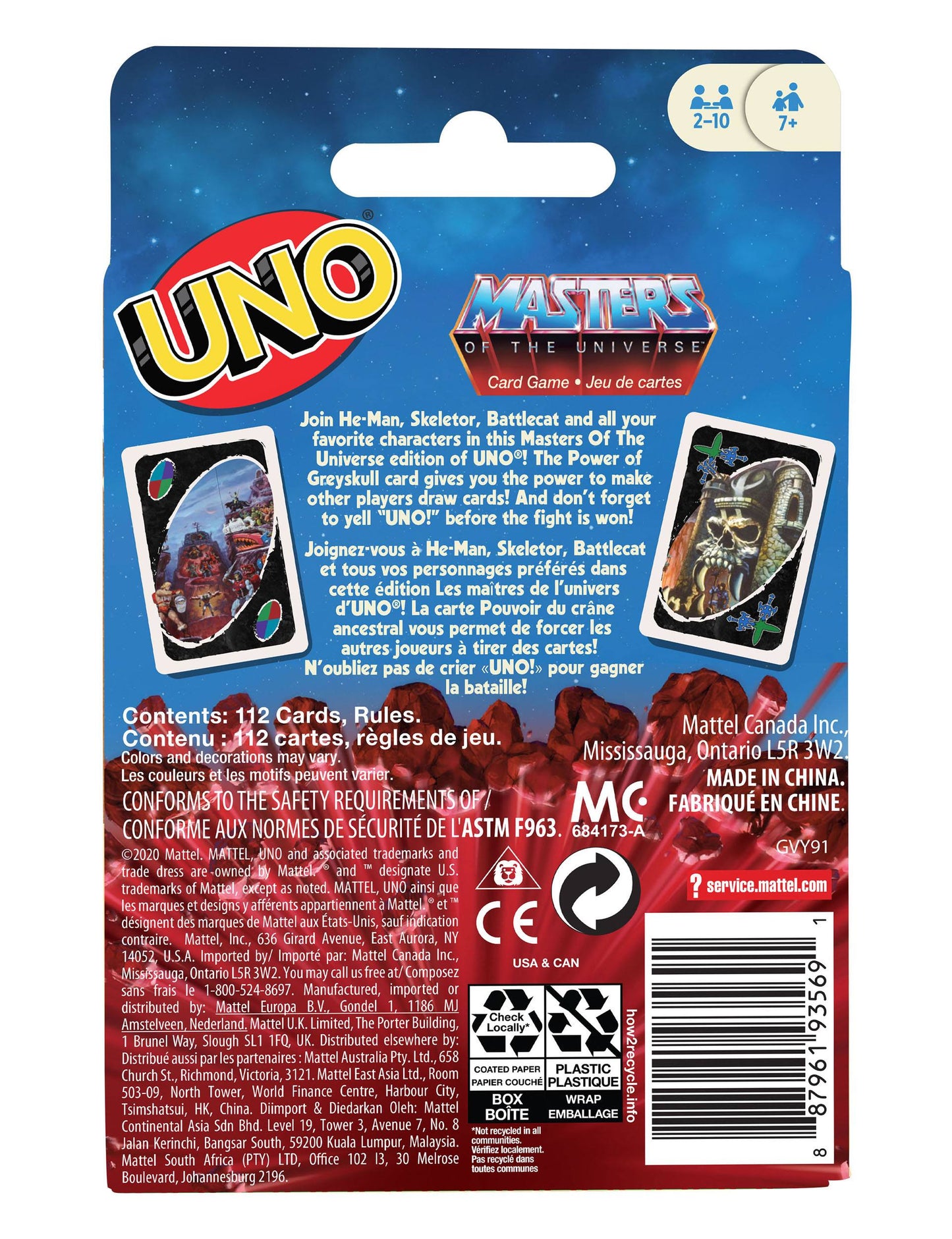 Jeu de cartes UNO - Masters of the Universe